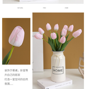 Tulipes artificielles bleu <span class=keywords><strong>rose</strong></span> pâle, fleurs artificielles au toucher réel pour la remise des diplômes, Pâques, Nouvel An et la rentrée scolaire, décoration de la maison - Product Image 3