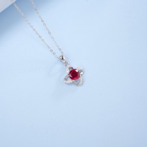 925 Sterling Silver Lab Grown <b>Ruby</b> <b>Necklace</b> - Product Image 5