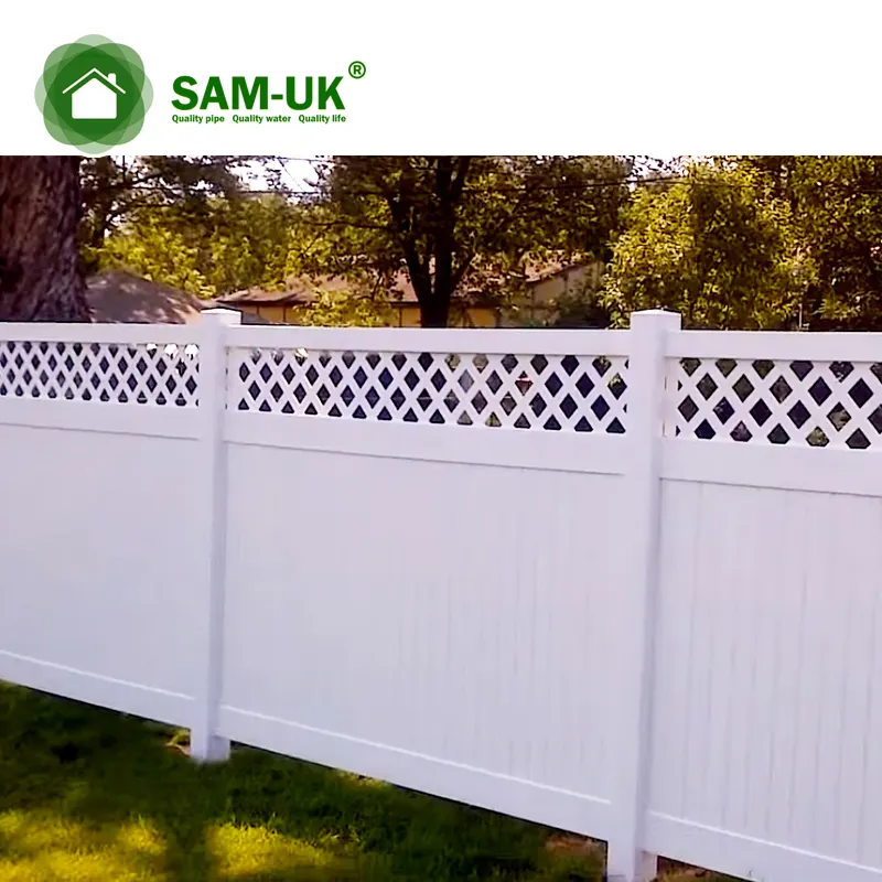 Panel Pagar Vinil 8 Kaki SAM-UK Plastik Tahan UV dan Mudah Dirakit Di Taman Luar Ruangan dengan Harga Murah