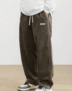 <span class=keywords><strong>Pantaloni</strong></span> Casual da Uomo in Corduroy, Moda, Vestibilità Ampia, Gamba Larga, <span class=keywords><strong>Pantaloni</strong></span> Dritti, <span class=keywords><strong>con</strong></span> <span class=keywords><strong>Elastico</strong></span> in Vita e Coulisse - Product Image 5