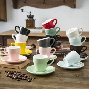 Chaoda 80ml/160ml/280ml Heavy Duty Coffee Cups Cups Mugs Porcelain Espresso Cups And Saucers Ceramic Customized Logo Acceptable