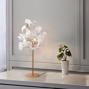 Op maat gemaakte meubels luxe keramiek metaal Ginkgo Biloba blad serie tafellamp vloerlamp wandlamp kroonluchter Ginkgo verlichting - Product Image 2
