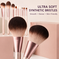 Lot de 13 pinceaux de maquillage professionnels pour les yeux et le visage, poils synthétiques doux, avec pochette de rangement violette
