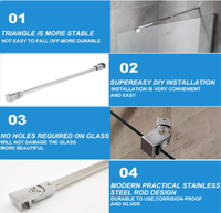 40cm 100cm Barre de support de porte de douche réglable en acier inoxydable 304