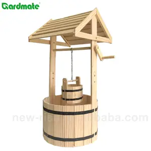 Maceta de Madera para Plantas de <span class=keywords><strong>Pino</strong></span> Ornamentales de Exterior, Jardinera con Diseño de Pozo de los Deseos - Product Image 1