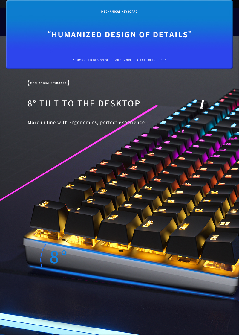 Best RGB Wired Keyboard Brown Black Cyan Axis 104 Keys Mechanical Gaming Keyboard