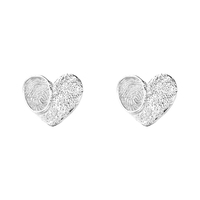 Nouveau à la mode 925 en argent Sterling mignon bijoux empreinte digitale en forme de coeur petites boucles d'oreilles pour les femmes
