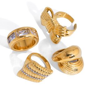 Geometric <b>Gold</b> <b>Ring</b> <b>Set</b> For Women Party Jewelry With Zircon Pave Setting Bow Design - Product Image 5