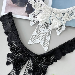 Lussuosa alta qualità Ultra leggera fibra di poliestere ricamata fiori da cucire falsi colletto accessori - Product Image 4