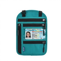 Portefeuille de voyage unisexe avec fermeture éclair multi-poches en polyester imperméable avec blocage RFID, étiquette personnalisée avec logo