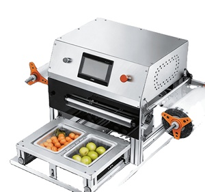 Machine d'emballage sous atmosphère modifiée automatique, machine de scellage de boîtes alimentaires, machine industrielle électrique 220V pour boîtes en plastique - Product Image 1