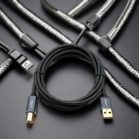 Pemindai USB 2.0 kecepatan tinggi kabel Printer USB-A ke USB-B jaket nilon pengisian cepat 3A untuk HP Dell untuk Epson Brother Lexmark