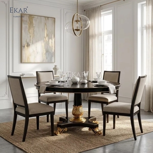 Tavolo da Pranzo Rotondo con Piedistallo in Stile Neoclassico Augustus |   <span class=keywords><strong>Mobili</strong></span> di Lusso in Stile Francese Dorato - EKAR - Product Image 4