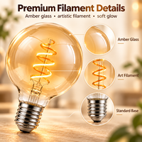Ampoule LED à filament dimmable personnalisable et durable, globe lumineux Edison vintage, ampoule rétro pour éclairage suspendu domestique