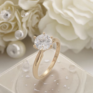 अनुकूलित 14k गुलाब सफेद पीले ठोस सोना <span class=keywords><strong>14kt</strong></span> रिंग सोलिटेयर मोइससानाइट क्यूज़ सुरुचिपूर्ण डिजाइन के साथ गहने - Product Image 2