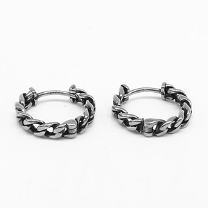 yunnique Trendy <b>Titanium</b> Steel Hoop Earrings Small <b>Chain</b> Design For Men And Women 18x17x4mm Retro Style Easy To Fasten - Product Image 1