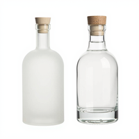 Bouteille en verre transparent de 50 ml, 100 ml, 200 ml, 375 ml, 500 ml, 700 ml, 1000 ml avec bouchon en liège – Contenant haut de gamme pour spiritueux (Whisky, Rhum, Brandy, Gin)