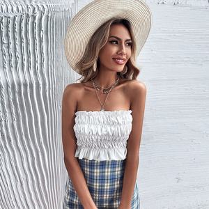 Women's Summer Sleeveless <b>Satin</b> Tank Tops Casual Short Length Polyester <b>Camisole</b> Strapless Collar Lace Decoration Anti-Pilling - Product Image 4