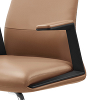 Chaise de bureau de visiteur nordique commerciale contemporaine en cuir de luxe moderne à dossier haut chaise de bureau de réunion marron sans rouleaux