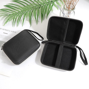 Portable Digital Storage Case For Earphones <b>Cables</b> <b>Power</b> Bank <b>USB</b> Drive 2-3 Compartments Black EVA Bag With Handle - Product Image 1