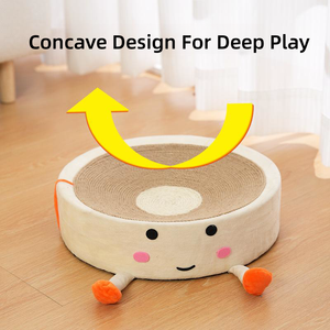 Rascador de gato con patrón de fresa naranja Rascador de gato de sisal de peluche Cama de gato redonda de rana Linda - Product Image 5