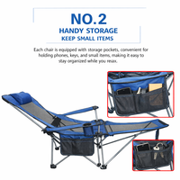 Chaise de camping portable d'extérieur avec repose-pieds, chaise de plage inclinable à double usage, chaise de camping minimaliste en métal, chaise de jardin en acier