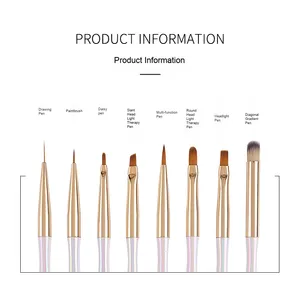 Pinceau de manucure holographique à manche, stylo liner à poils plats, embout ondulé, pour la peinture de couleur des ongles et la décoration d'ongles en gel - Product Image 2