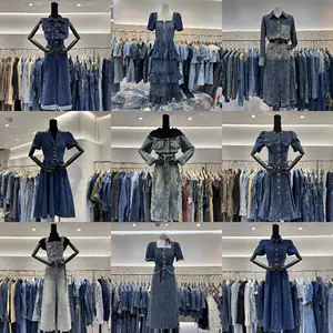 New women&#39;s blue denim jumpsuit sexy slim fit plus size Oxford short crochet womeManufacturer's low-priced blue denim jumpsu