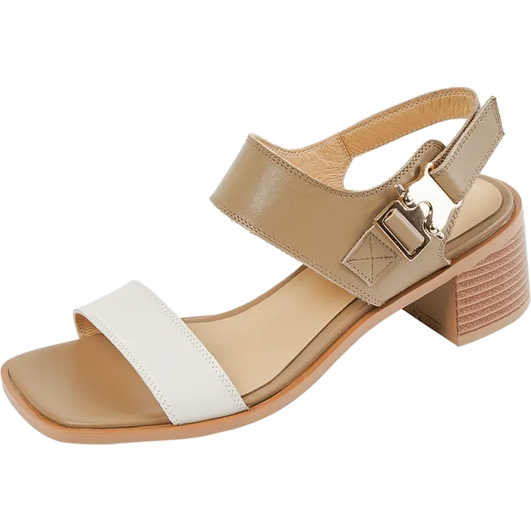 Le scarpe da donna classiche da ufficio di moda più vendute sandali in pelle con tacco grosso sandali da donna con punta aperta