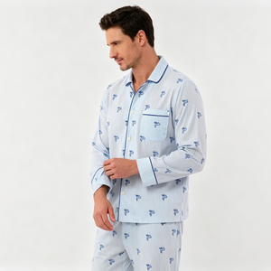 Pyjamas imprimés en bambou pour hommes, ensemble de vêtements de nuit confortables en modal, fabrication sur mesure de vêtements de nuit et de loungewear pour hommes - Product Image 4