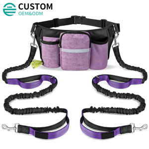 Ceinture d'entraînement pour animaux de compagnie Fuliya, réglable et personnalisable, sac banane élastique pour la course à pied et le <span class=keywords><strong>jogging</strong></span> mains libres avec laisse - Product Image 1