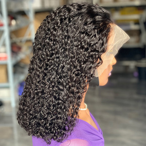 Parrucca brasiliana di capelli umani di breve lunghezza con chiusura frontale in pizzo da 14 pollici con onda libera diritta a onde profonde - Product Image 3