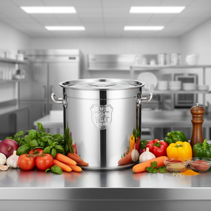 หม้อซุปสแตนเลสเกรดอาหาร 304 ซีรีส์ 3.0 ขนาด 12.5 ลิตร-173 ลิตร ความสูง 25-70 ซม. พร้อมฝาปิดแบบแนวตั้ง ขายส่ง - Product Image 2