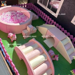 Wjoy מכירת חם ורוד ציוד משחק רך להגדיר מגרש משחקים חיצוני מקורה עם משחק כדור עם פלייהאוס להשכרה עבור מסיבת חתונה - Product Image 4