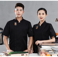 Uniforme de Chef Homme Manches Courtes Respirant pour Hôtellerie Restauration Cuisine Pâtisserie Vêtements de Travail Transfrontaliers Personnalisables pour Hommes
