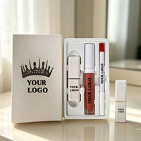 Kits Lèvres Véganes 3-en-1 Marque Blanche – Gloss, Crayon à Lèvres et Huile à Lèvres – Ensemble Maquillage Lèvres Mat – Combo Rouge à Lèvres, Crayon et Gloss