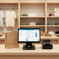 Sistema POS Todo en Uno Plegable de 15.6 Pulgadas con Windows 10/11/Linux/Android, Caja Registradora, Kiosco de Autoservicio, Punto de Venta para Tiendas