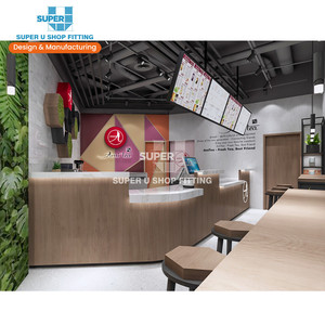 Decorazione in stile legno naturale Boba Tea <span class=keywords><strong>Shop</strong></span> negozio di legno personalizzato bancone mobili Bubble Tea <span class=keywords><strong>Shop</strong></span> Interior Design per tè al latte - Product Image 1