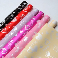 Papier d'emballage pour bouquet de fleurs, motif cœur et fleurs graffiti dessinés à la main, imperméable, pour la Saint-Valentin, vente en gros pour fleuristes