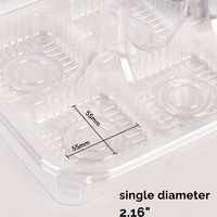 Barquettes d'emballage jetables en gros pour boulangerie, en PET transparent, type coquille, 6 compartiments, mini-contenants en plastique de 2 pouces pour desserts et gâteaux