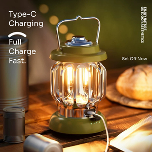 Lanterne de camping rétro vintage RJ Wholesale, étanche IPX4, rechargeable par Type-C, LED à intensité variable, ABS+Métal, garantie 1 an, CE/FCC - Product Image 4