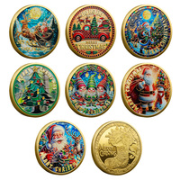 Pièce de collection commémorative en métal plaqué 3D, motif camion rouge et sapin, thème Joyeux Noël traditionnel