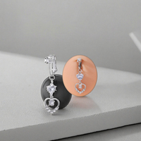 Faux Piercing Acier Inoxydable Nombril Barre Plaqué Or Non Piercing Corps Bijoux Cristal Coeur Dangle Zircon Faux Nombril Anneau