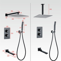 Système de douche pluie thermostatique à poignée unique en laiton avec noyau de valve en céramique Ensemble de robinet de douche de baignoire à effet pluie