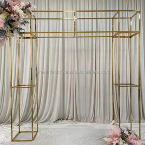 LEDA Wedding Event Party Stage <b>Backdrop</b> Metal Gold Square Arch <b>Backdrop</b> Stainless Steel Flower Balloon <b>Frame</b> Stand - Product Image 2