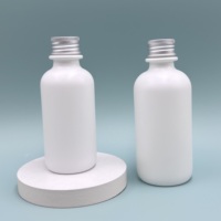Botella Cosmética de Alta Calidad de 120 ml, Botella Redonda de Vidrio Blanco con Tapa de Rosca