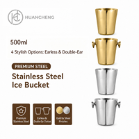 HC Venta al por mayor Cubos de hielo facetados de acero inoxidable de 5L con asa pulida, Enfriador de vino para bar OEM 5 unidades para bar y comercio minorista