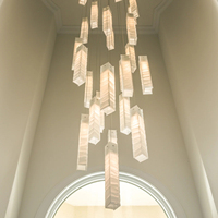 Lustre moderne en cristal linéaire pour escalier, luminaire suspendu LED de luxe pour villa duplex, hall d'hôtel