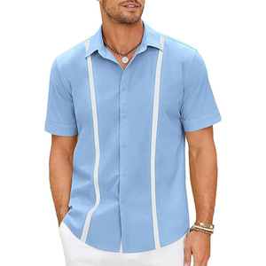 2026 nueva camisa de <span class=keywords><strong>guayabera</strong></span> cubana para hombre KJ, camisas de manga corta con botones, camisas informales de lino de playa de verano de alta calidad para hombres - Product Image 5