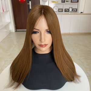 สินค้าขายดี พร้อมส่ง HT-014 สีน้ำตาลอ่อน วิกผมแท้จากรัสเซีย แบบตรง  ฐานไหม  ผิวบางเป็นธรรมชาติ - Product Image 1